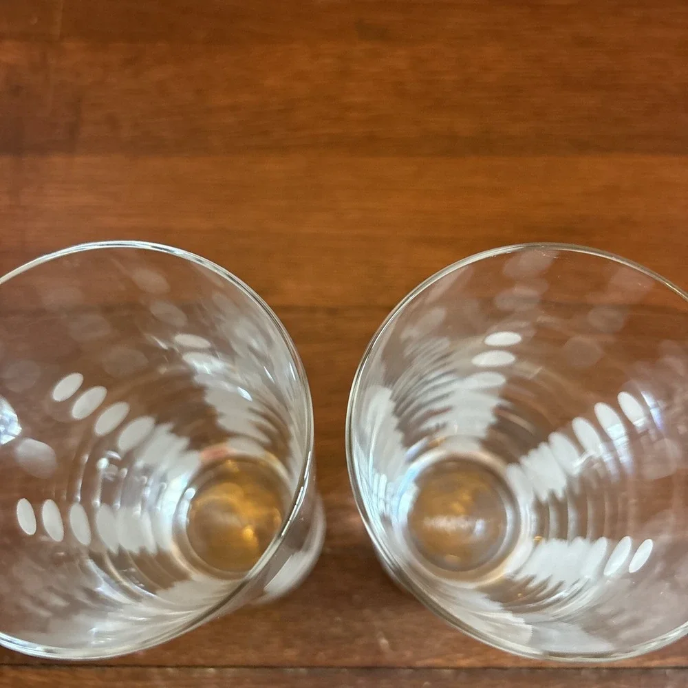 2 Mikasa Cheers Highball Tumbler Tom Collins‎ Glasses Etched 7.25 Dots / Bubbles